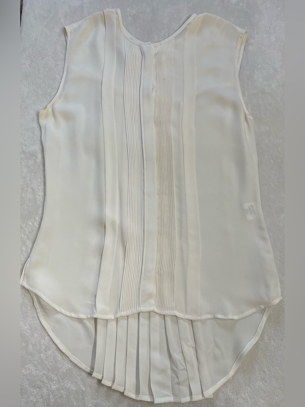 Veronica Beard 100% Silk Ivory Pleated Front Sleeveless Hi-Lo Hem Top Bus Casual